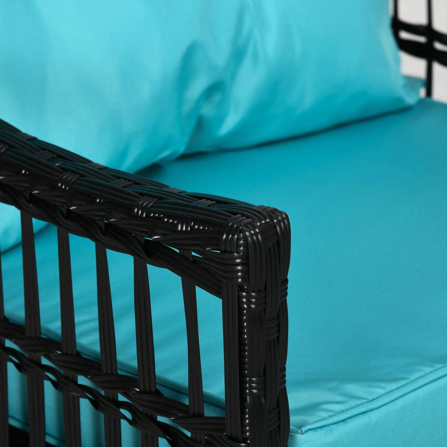 3-Piece Outdoor PE Rattan Rocker Chair Set, 25"x26"x28", Turquoise Green Outdoor Rocking Chairs at Gallery Canada