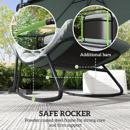 Outdoor Rocking Chair with Cushion, Steel Frame, Grey Outdoor Rocking Chairs at Gallery Canada