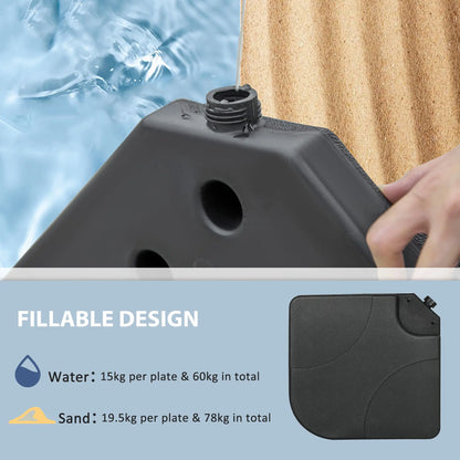 4 Piece Umbrella Base Stand, U Locking, 132 lb Water or 172 lb Sand, Black Umbrella Bases at Gallery Canada