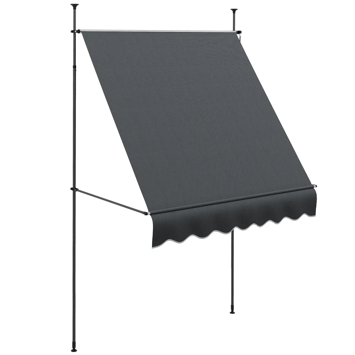 6.5' x 4' Manual Retractable Awning, Freestanding Patio, UV Resistant, Dark Grey Patio Awnings at Gallery Canada