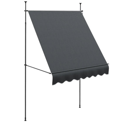6.5' x 4' Manual Retractable Awning, Freestanding Patio, UV Resistant, Dark Grey Patio Awnings at Gallery Canada