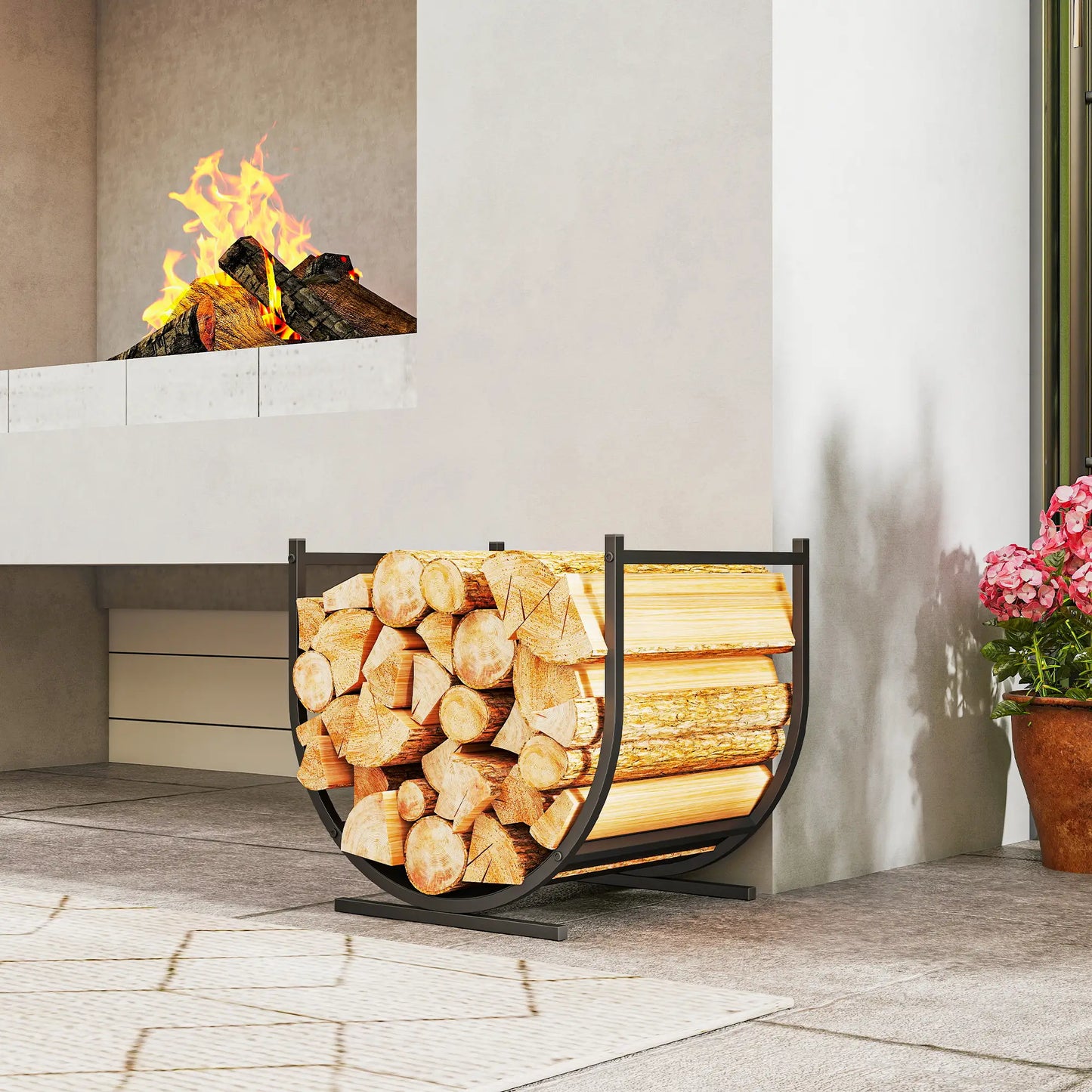 Firewood Rack, 17 Inch Heavy Duty Log Holder, Indoor Outdoor Storage Firewood Racks at Gallery Canada