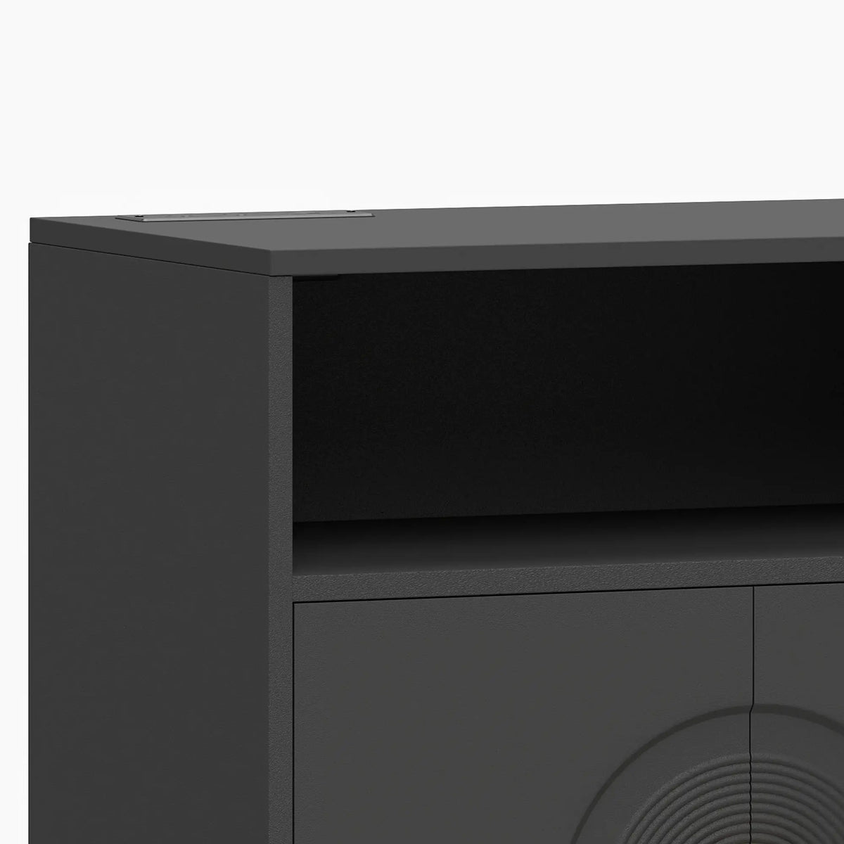 Record Player Stand with Outlets, Vinyl Storage Holds 300 Albums, Black