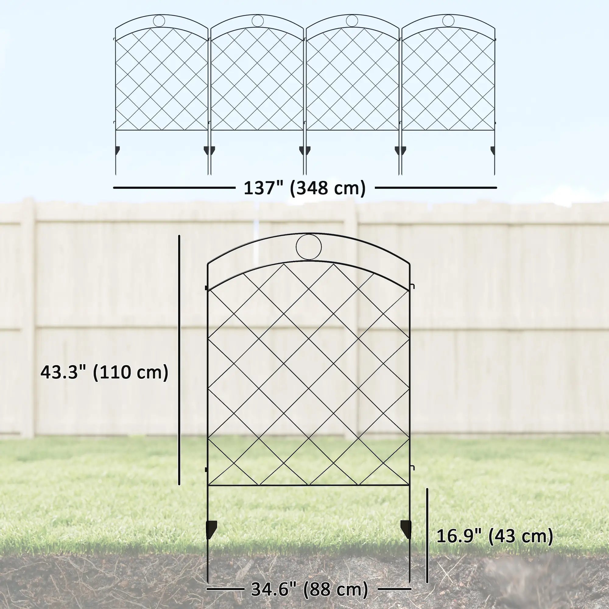 4 Pack Garden Fencing, Decorative Fence Panels, Animal Barrier, Flower Edging, Circle, Black Garden Fences at Gallery Canada