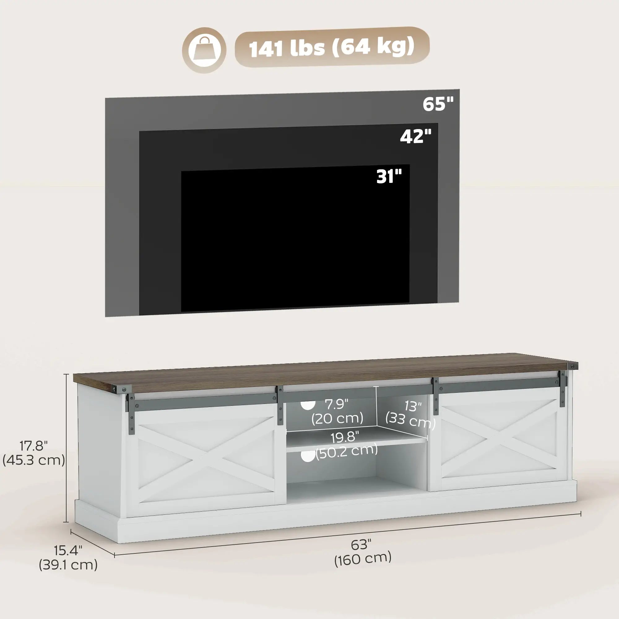 TV Stand For 65 Inch TVs, Entertainment Center With Shelves, White TV Stands at Gallery Canada