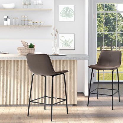 Upholstered Counter Height Bar Stools, Set of 2, 26", Steel Legs Bar Stools at Gallery Canada