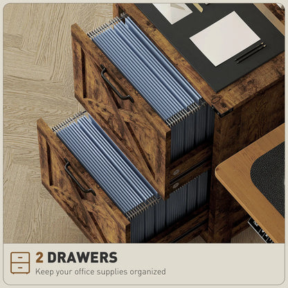 Vertical 2-Drawer Filing Cabinet, A4 Letter Size, Rustic Brown Office Cabinets & Cupboards at Gallery Canada