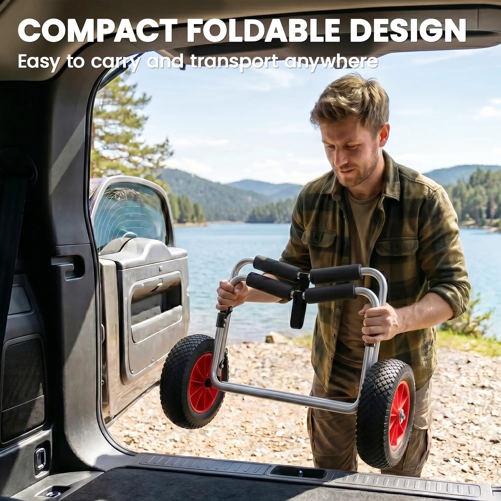 198LBS Kayak Cart, Foldable Canoe Dolly, Aluminum Frame, Silver Kayak Carts at Gallery Canada