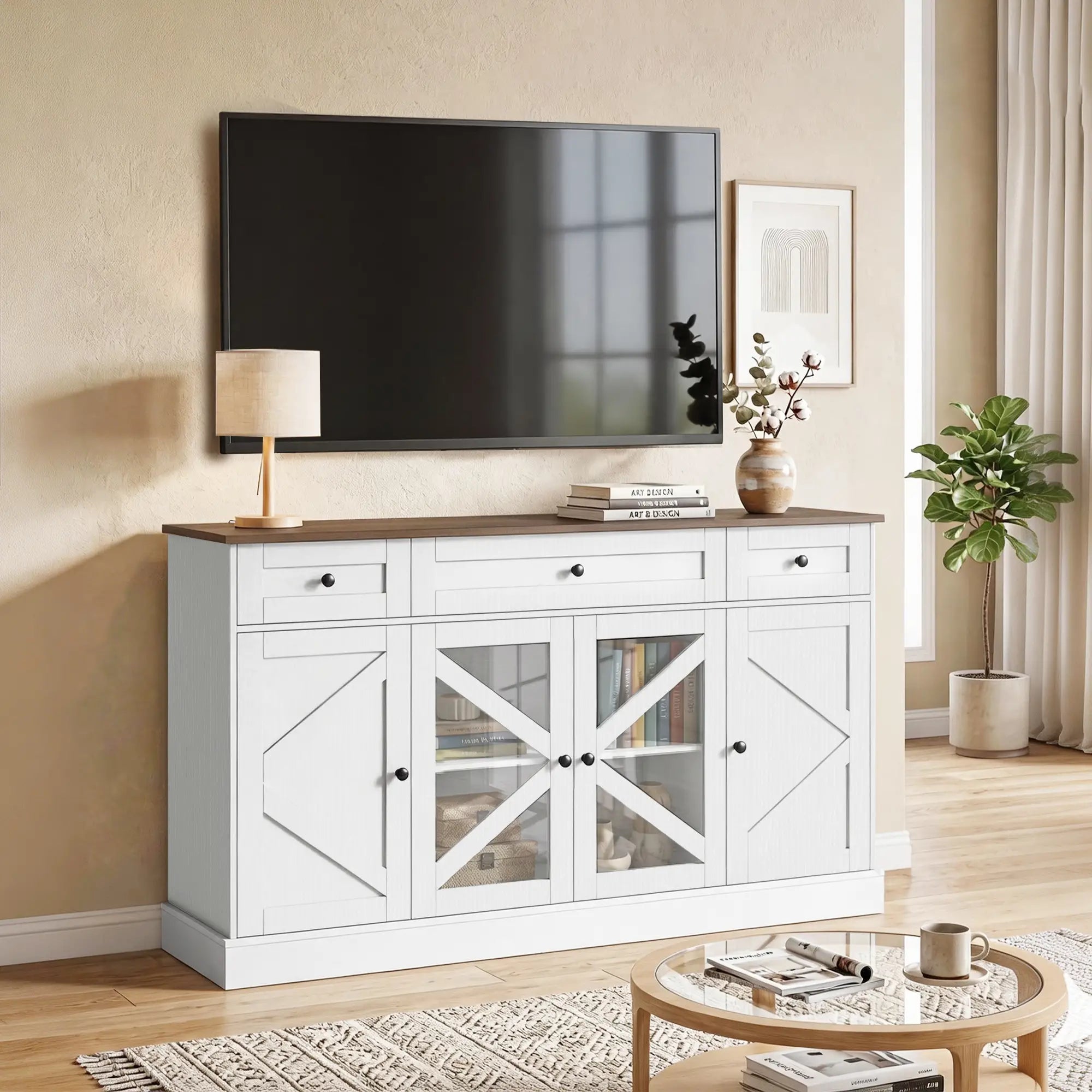 Farmhouse Sideboard Buffet Cabinet, 54