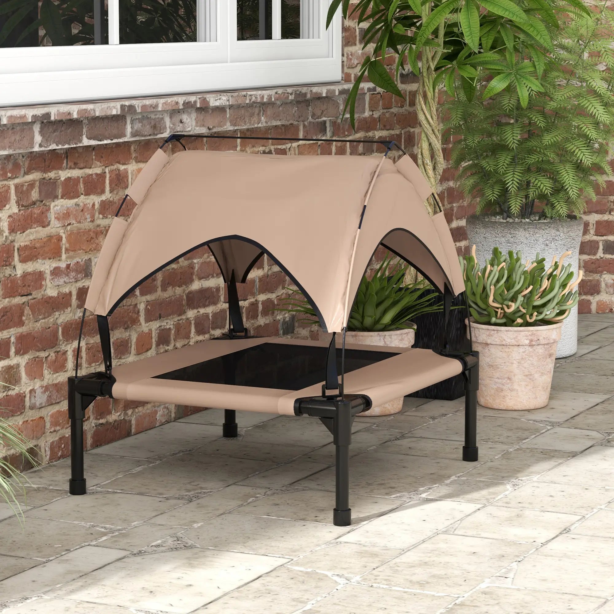 Raised Dog Bed Cooling Dog Cot w/ Canopy Washable Breathable Mesh, for Small and Medium Dogs, Coffee Elevated Dog Beds at Gallery Canada