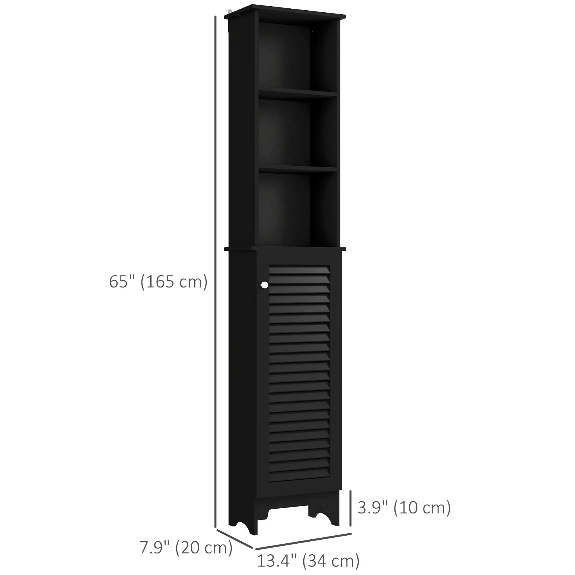 Tall Bathroom Storage Cabinet, 3-Tier Adjustable Shelf, Black Bathroom Cabinets at Gallery Canada