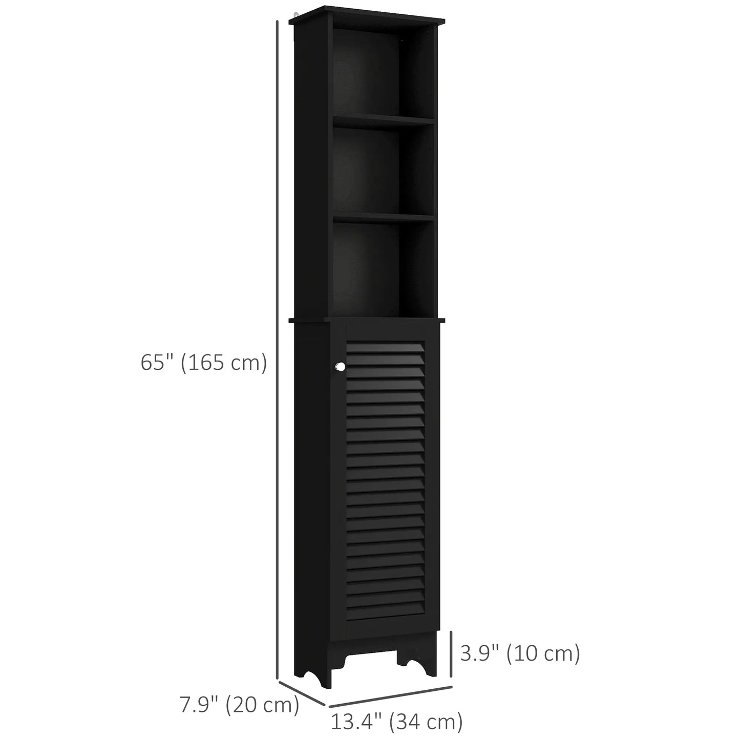 Tall Bathroom Storage Cabinet, 3-Tier Adjustable Shelf, Black Bathroom Cabinets at Gallery Canada