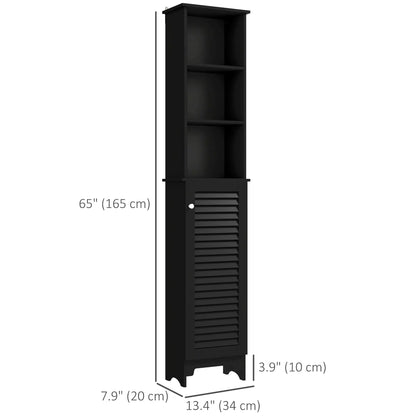Tall Bathroom Storage Cabinet, 3-Tier Adjustable Shelf, Black Bathroom Cabinets at Gallery Canada