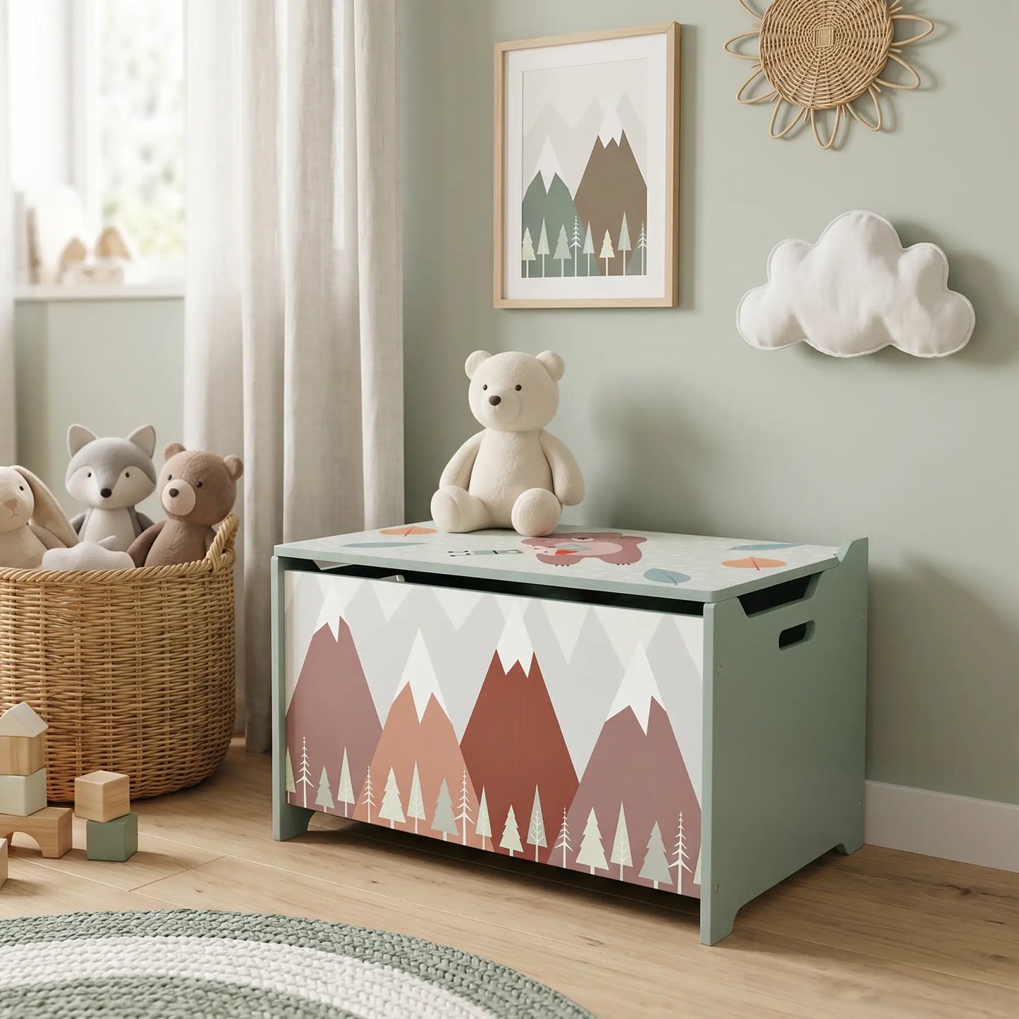 Toy Box with Lid, Storage Organizer, Safety Hinge, Green Baby & Kids Storage at Gallery Canada