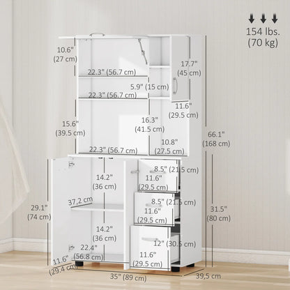 Freestanding Kitchen Microwave Cabinet, with Doors Drawers Shelves, White Kitchen Pantry Cabinets at Gallery Canada