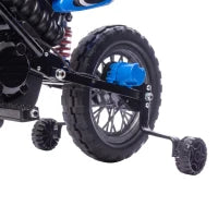 Moto électrique pour enfants 12V, roues d'entraînement, suspension, bleu