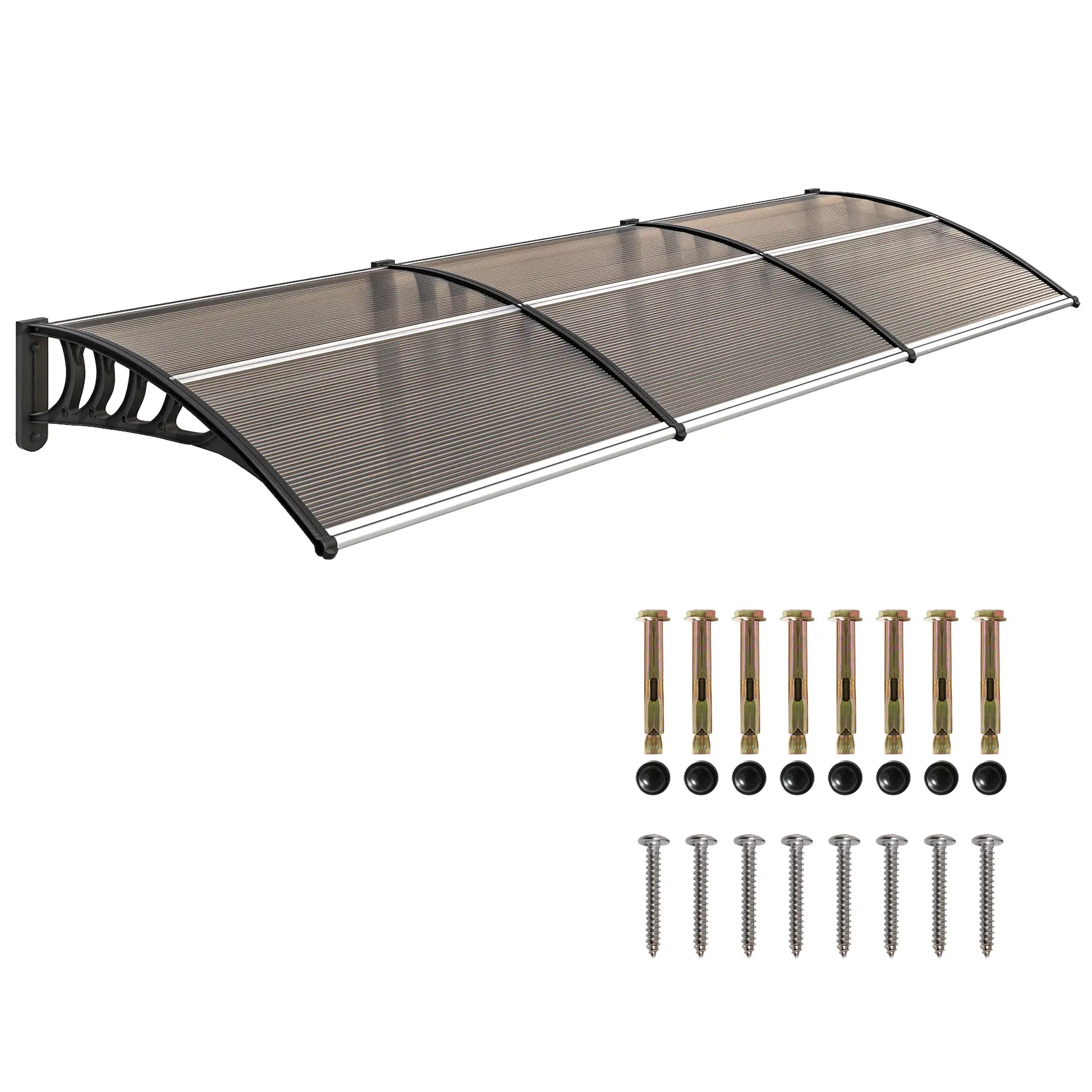 Awning Door Canopy, 119.3" x 37.8", Polycarbonate, UV Protection, Brown Door Awnings Black, Brown at Gallery Canada