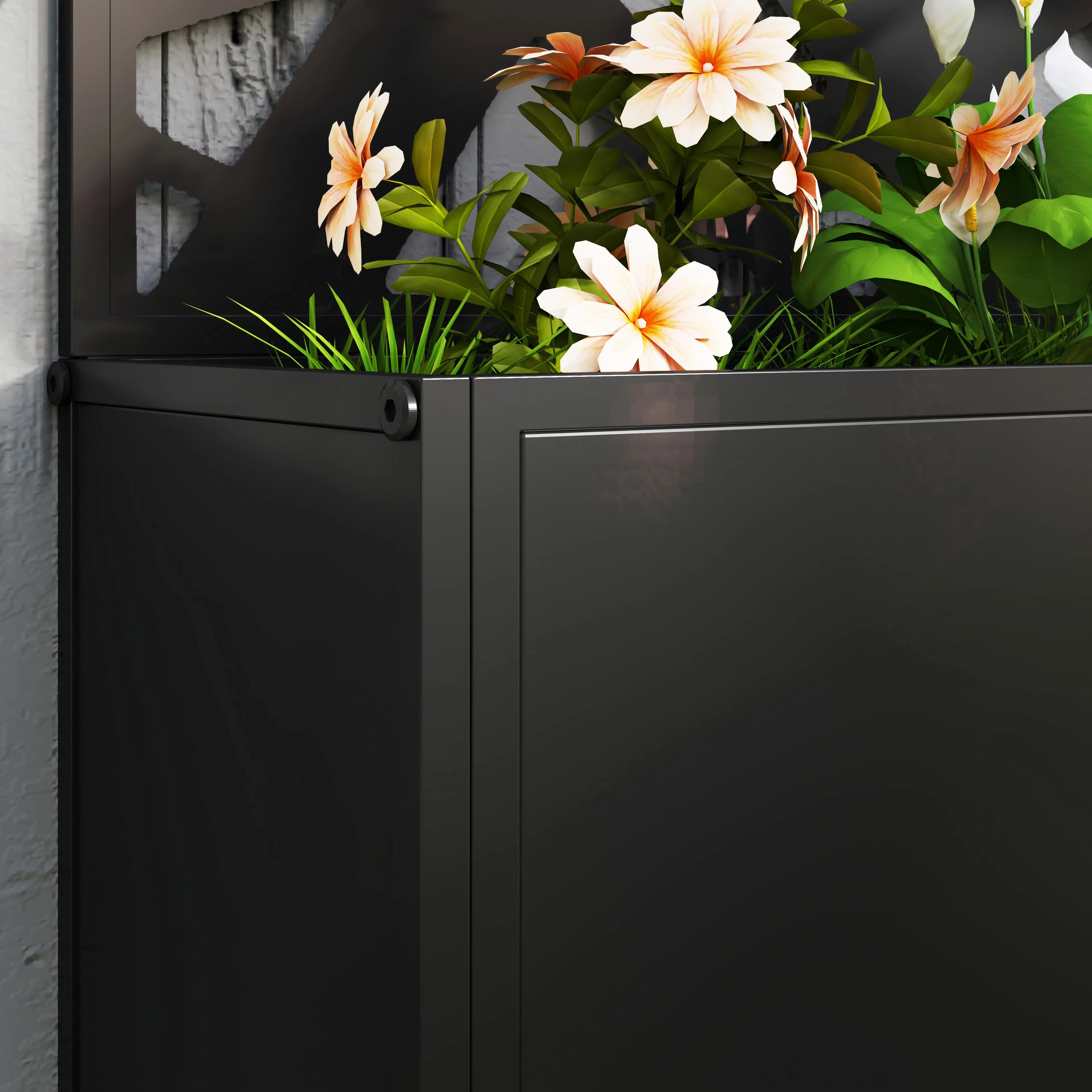 Metal Raised Garden Bed With Trellis, Privacy Panel, Irregular Line Cut-Outs Galvanized Planter Boxes at Gallery Canada