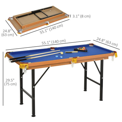 54.3"L Mini Pool Table, Portable, Includes Cues, Balls, Chalk, Rack, Blue Game Tables at Gallery Canada