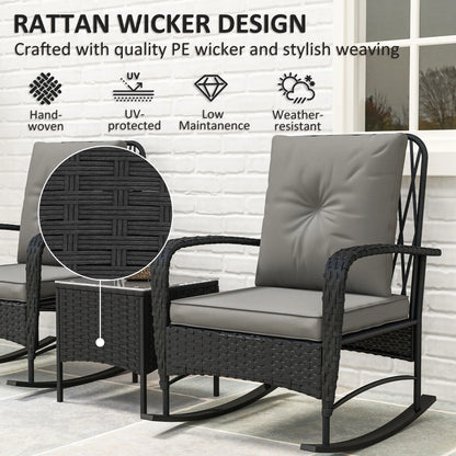 3pc Rattan Bistro Set, Wicker Patio Furniture, Rocking Chairs, Grey Bistro Sets at Gallery Canada