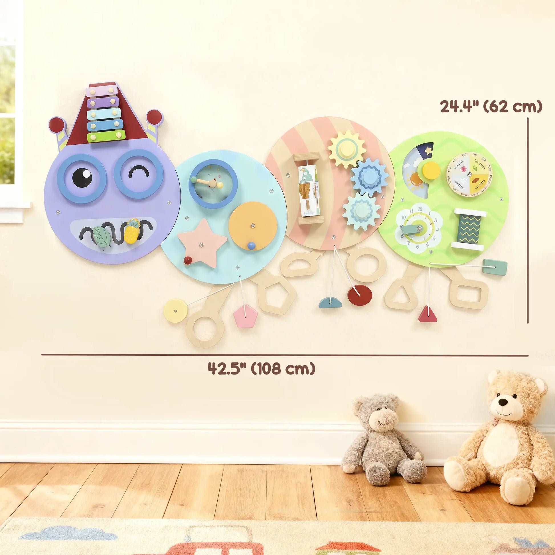Caterpillar Montessori Busy Board, 7 in 1 Sensory Wall, for Toddlers 3+ Years Toy Playsets at Gallery Canada