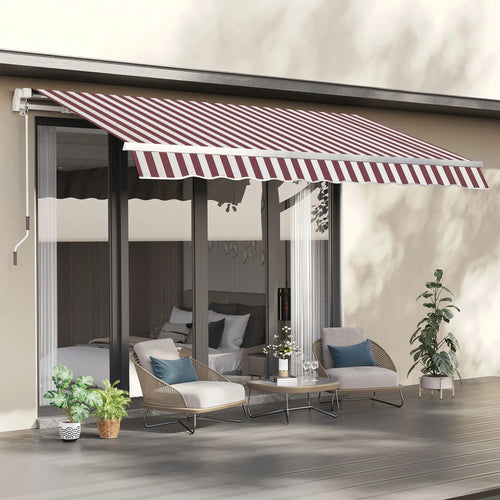 11' x 10' Retractable Awning Fabric, UV Protection, Red & White