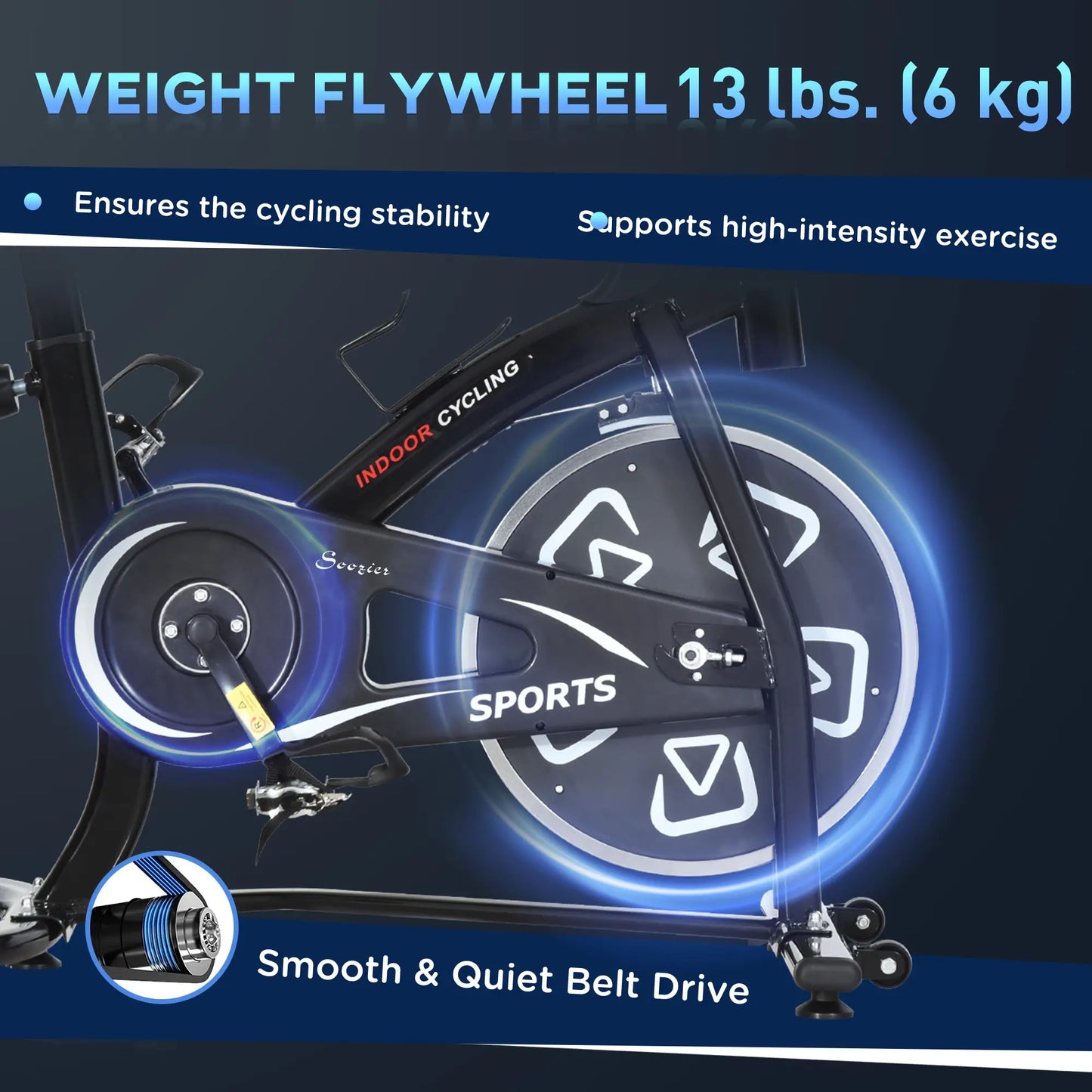 Exercise Bike with LCD Display, Indoor Cycling, 6kg Flywheel, Black Exercise & Stationary Bikes at Gallery Canada