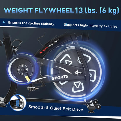 Exercise Bike with LCD Display, Indoor Cycling, 6kg Flywheel, Black Exercise & Stationary Bikes at Gallery Canada