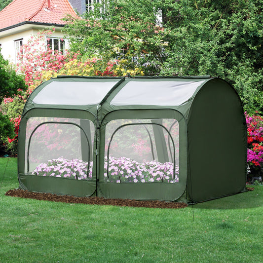 8' x 4' x 4' Portable Pop Up Mini Greenhouse with 5 Zippered Doors &; Portable Zipper Bag for Plants Outdoor, PVC Cover - Gallery Canada