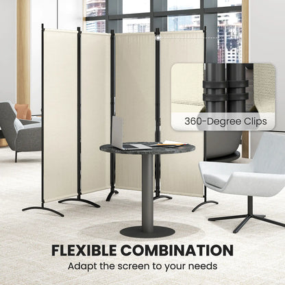 Folding Room Divider, Privacy Screen, 5.6FT Tall, Cream White Side Awnings at Gallery Canada