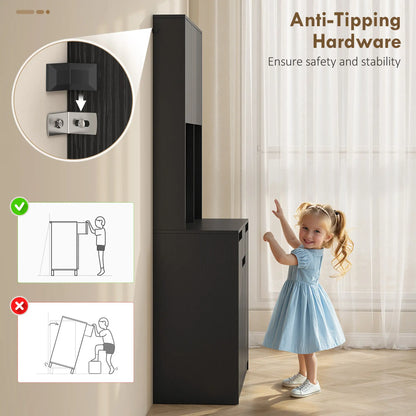 71 Inch Pantry Cabinet with Charging Station, Microwave Stand, Black Kitchen Pantry Cabinets at Gallery Canada