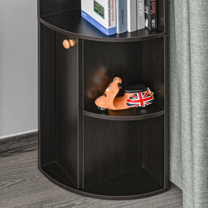 5-Tier Corner Bookcase, Storage Bookshelf, Open Compartments, Cabinet, Black Bookcases With Doors at Gallery Canada