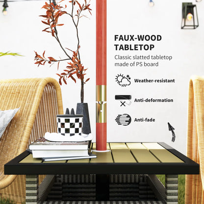 22 Square Steel Rattan Table, Umbrella Hole, Outdoor Patio, Mixed-Grey Patio Dinning Tables at Gallery Canada