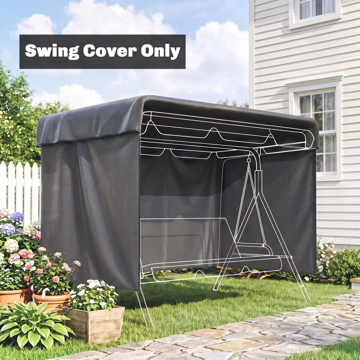 3-Seater Patio Swing Cover, Waterproof, 85" x 61" x 59", Dark Grey Patio Furniture Covers at Gallery Canada