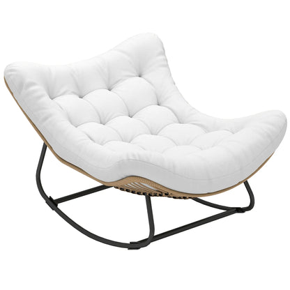 Oversized Rattan Patio Egg Chair, Rocking Chair With Padded Cushion, Cream White Outdoor Rocking Chairs at Gallery Canada