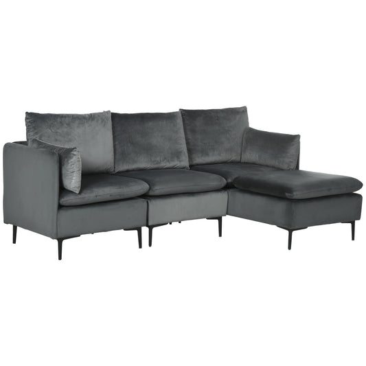 Convertible Sectional Sofa Couch, Modern L-Shaped Couch, 3 Seater Sofa with Reversible Ottoman for Living Room, Apartment, Small Space, Grey - Gallery Canada