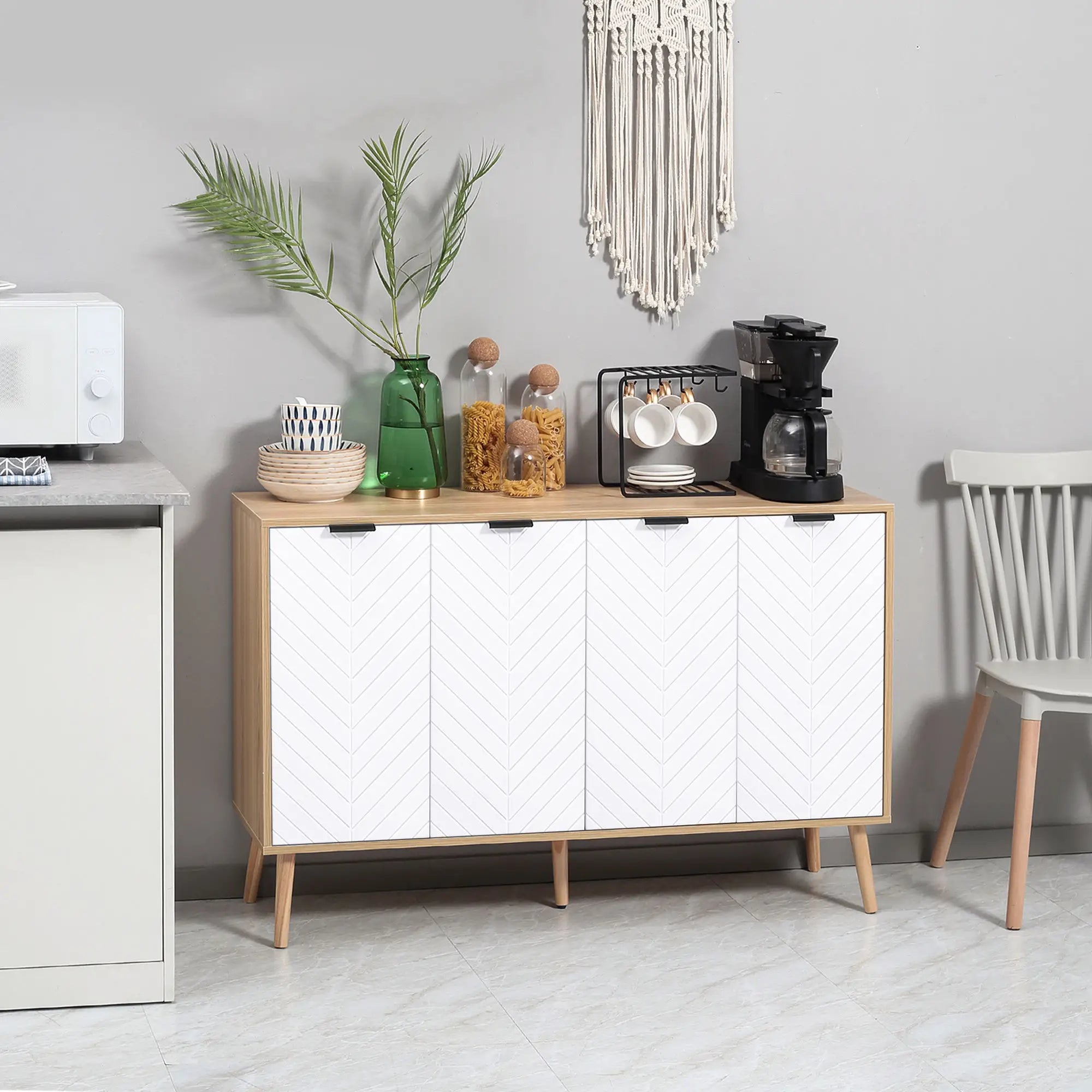 Modern Sideboard, Dining Cabinet with Adjustable Shelves, Natural Bar Cabinets at Gallery Canada