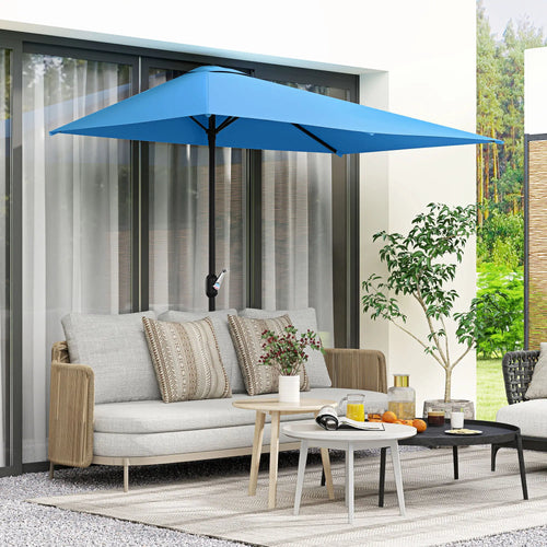 8ft Half Round Umbrella, Patio Garden Sun Shade, 5 Ribs