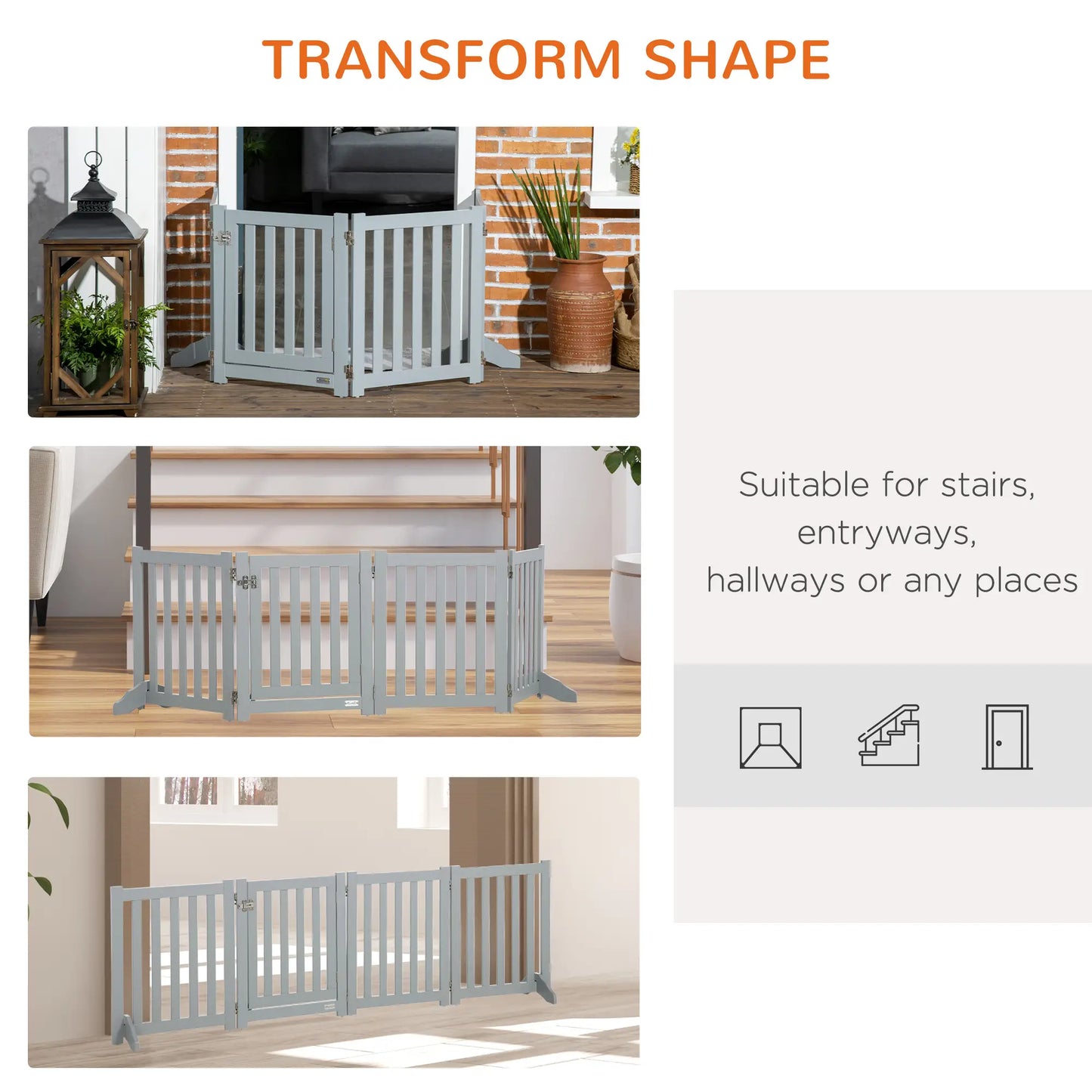 23.5"H Foldable Dog Gate with Door, 4 Panels, Grey Houses, Kennels & Pens at Gallery Canada