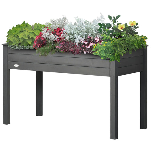 48" x 22" x 30" Wooden Raised Garden Bed, Elevated Planter with Legs, Dark Grey Raised Garden Beds Dark Grey at Gallery Canada