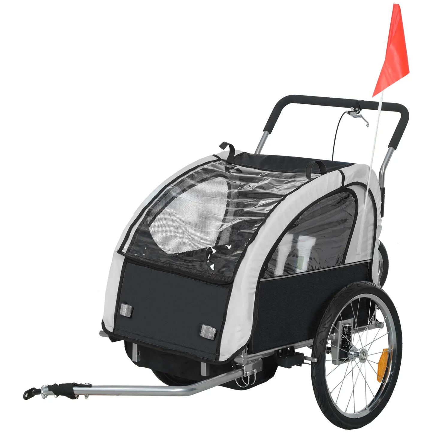 2-in-1 Bike Trailer, Foldable 2-Seat Stroller, 5-Point Harness, Black Kids Bike Trailers at Gallery Canada