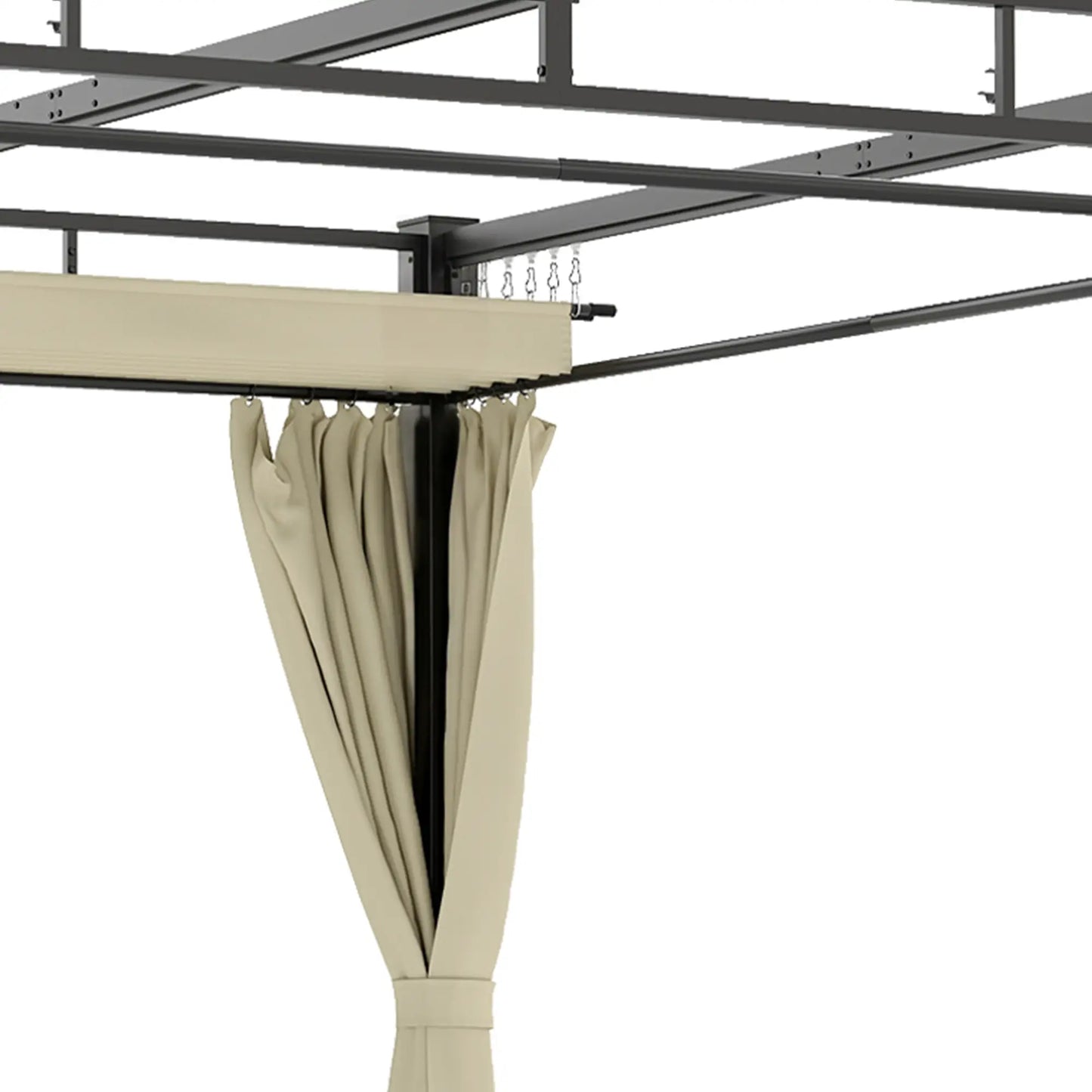 10' x 10' Outdoor Gazebo, Retractable Pergola Canopy With Curtains, Beige