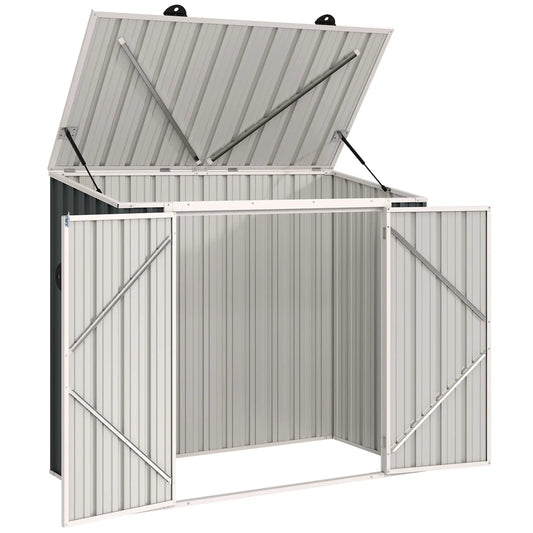 5ft x 3ft Outdoor Storage Shed, Lockable Double Doors Sheds Grey at Gallery Canada