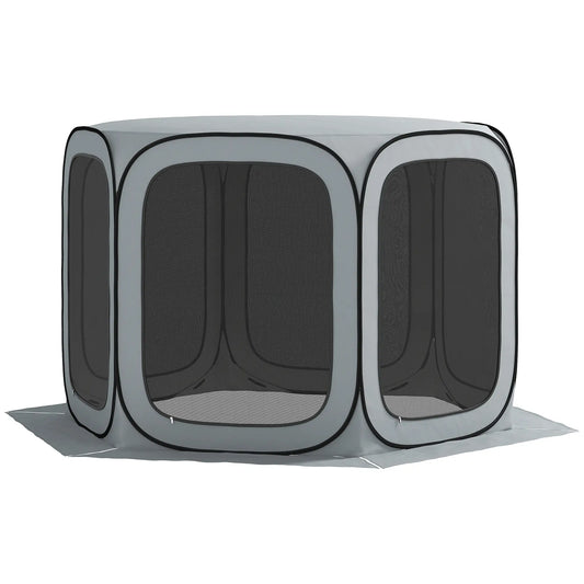 11 x 11ft Pop Up Screen Tent, UPF50+ Portable Gazebo, Light Grey Camping Tents Light Grey at Gallery Canada