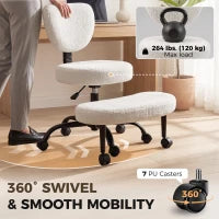 Ergonomic Cross Legged Office Chair, 360 Swivel, Cream