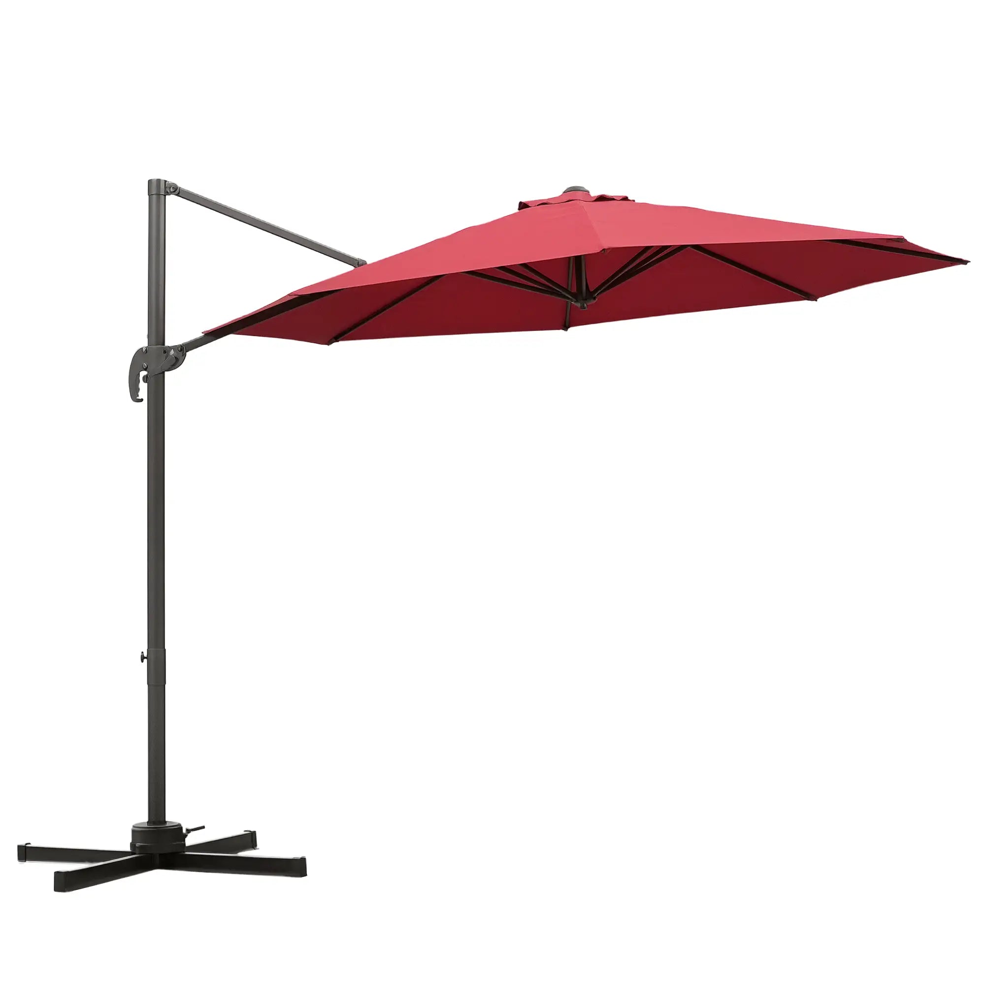 10ft Cantilever Patio Umbrella, 360° Rotation, Crank, Cross Base, Wine Red Offset Cantilever Umbrellas at Gallery Canada