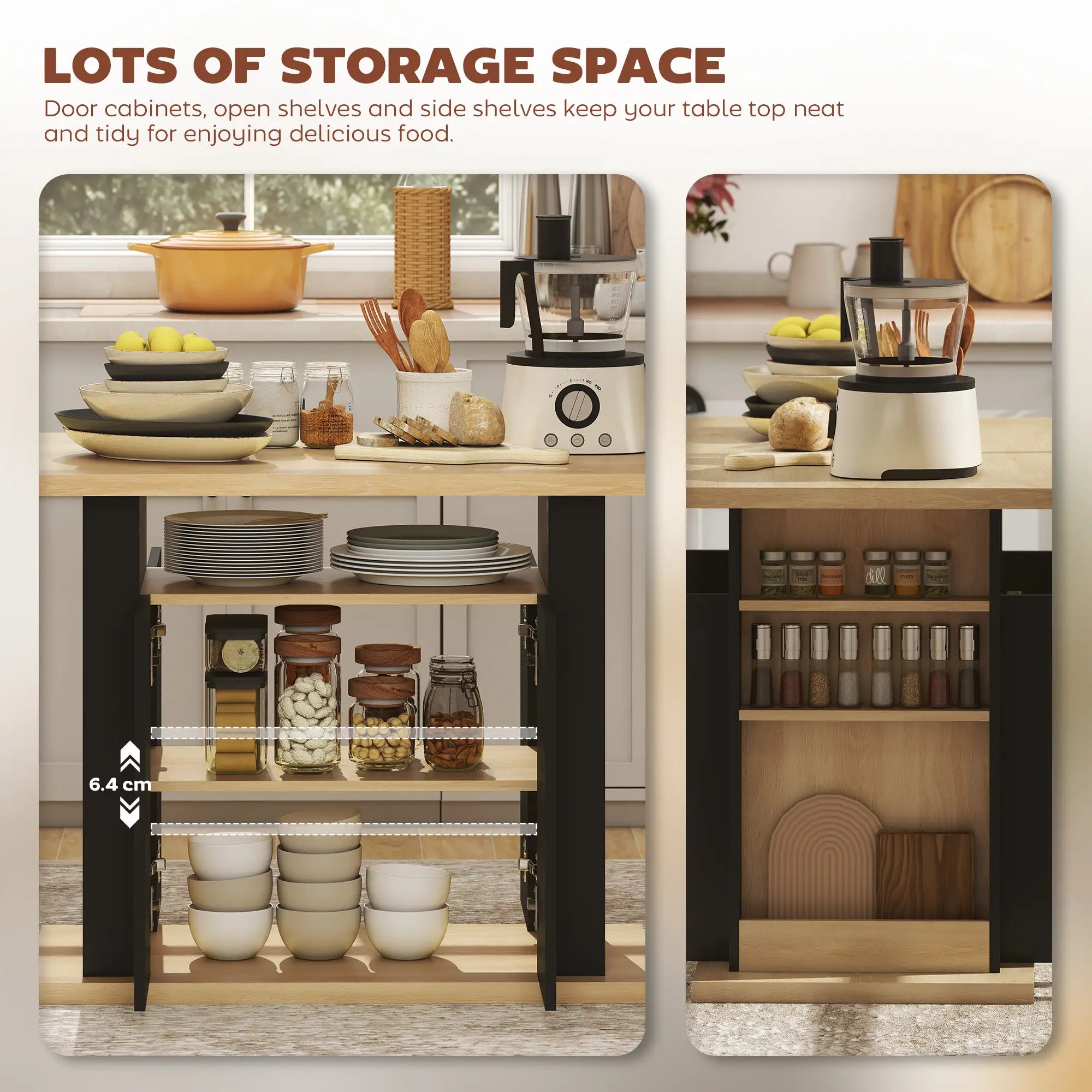 Kitchen Island Dining Table, 4-Door Cabinet, Black Kitchen Islands & Kitchen Carts at Gallery Canada