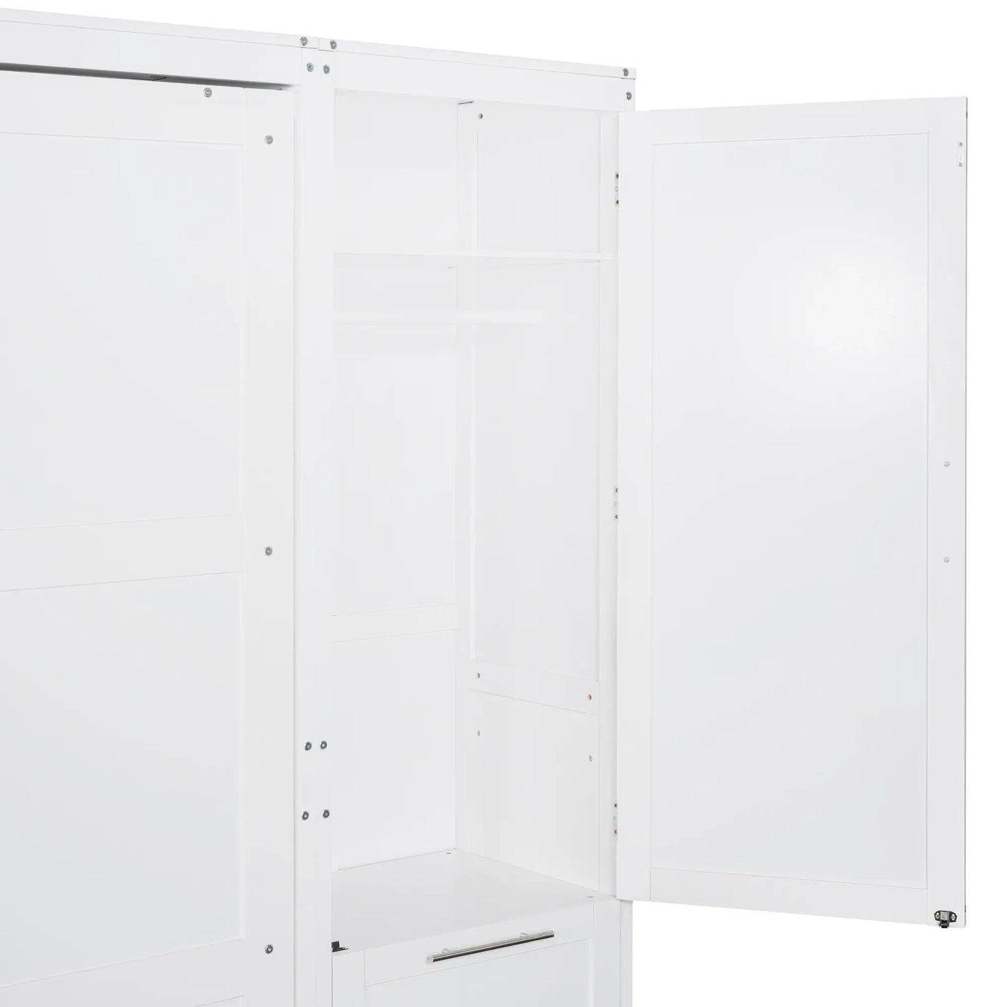 Murphy Bed with Storage, Space-Saving Wall Bed, 120" L x 20" W x 88.5" H, White Bed Frames at Gallery Canada