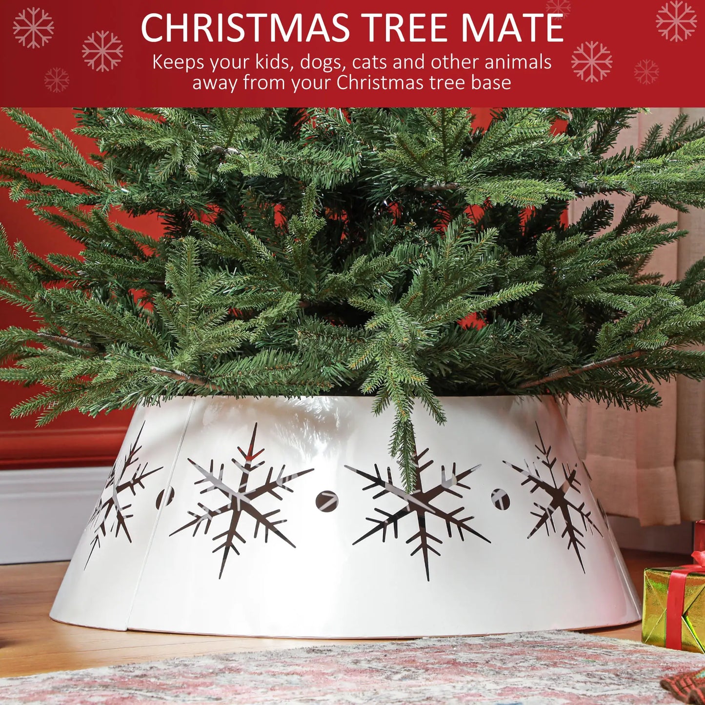 26" Christmas Tree Base Cover, Hollow Snowflake Patterns, White Christmas Trees at Gallery Canada