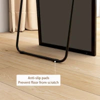 Miroir pleine longueur 64"x20", verre trempé, avec support, noir